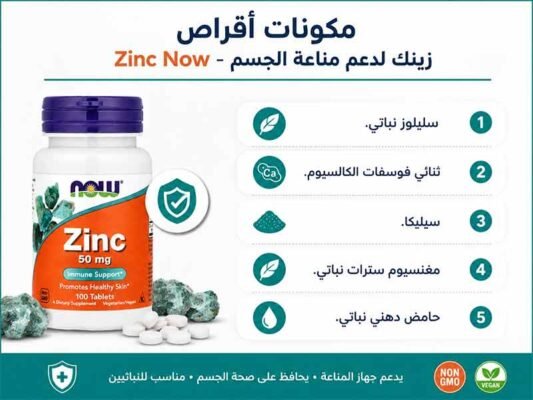مكونات مكمل الزنك من ناو فودز