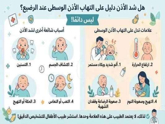 هل شد الاذن يدل علي التهاب الاذن الوسطي
