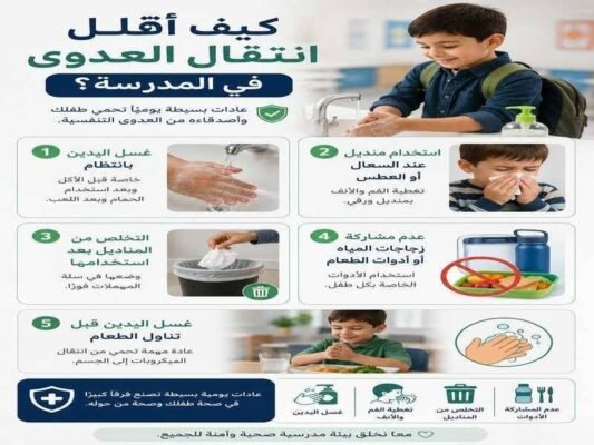 كيف اقلل انتقال العدوي في المدرسة