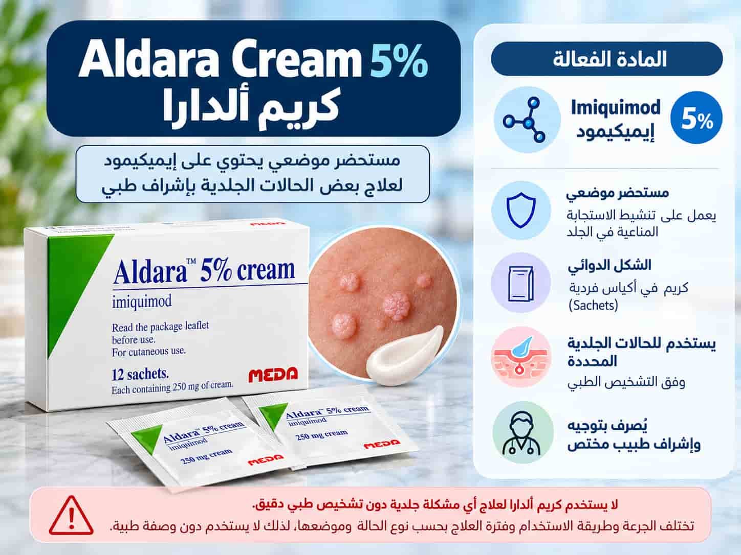 دواعي استعمال كريم ألدارا 5%