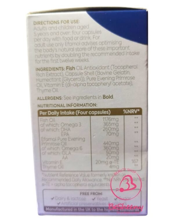 مكونات كبسولات ايفالكس اوميجا 3 Efamol Brain